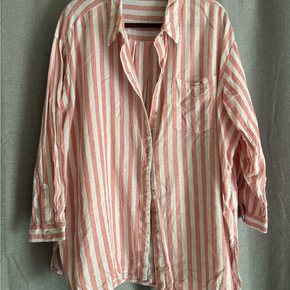 Old Navy Coral Striped Oversized Beach Coverup 3XL